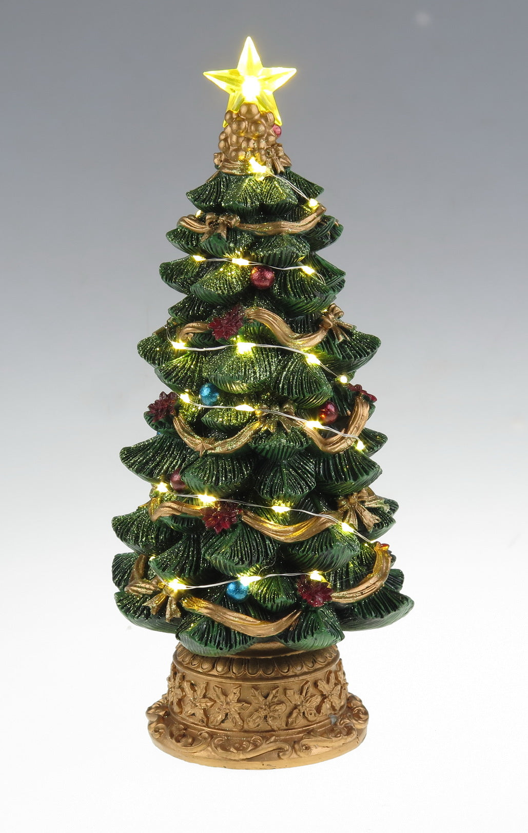 LED-beleuchteter Weihnachtsbaum – Weihnachtsdorf-Szene