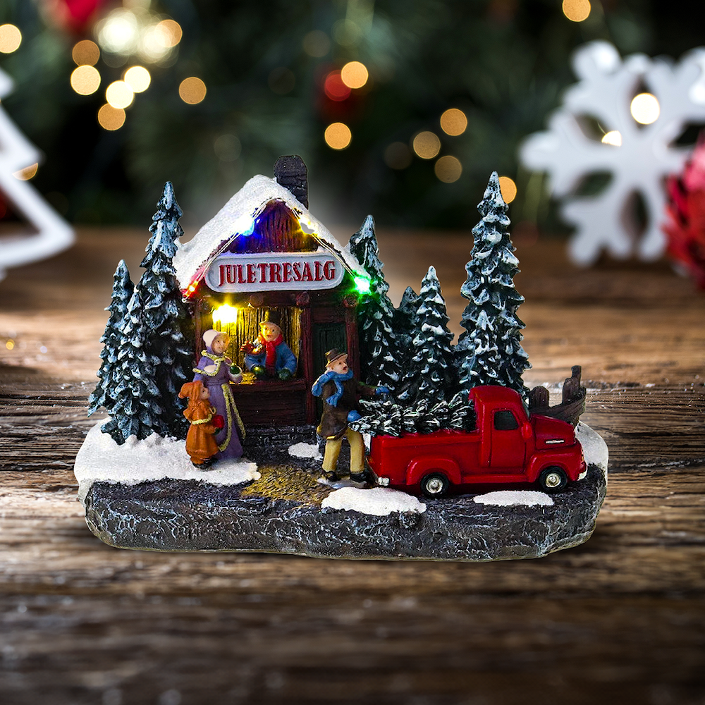 Christmas Tree Stall - Christmas Village Scene - Santa's Light Shop