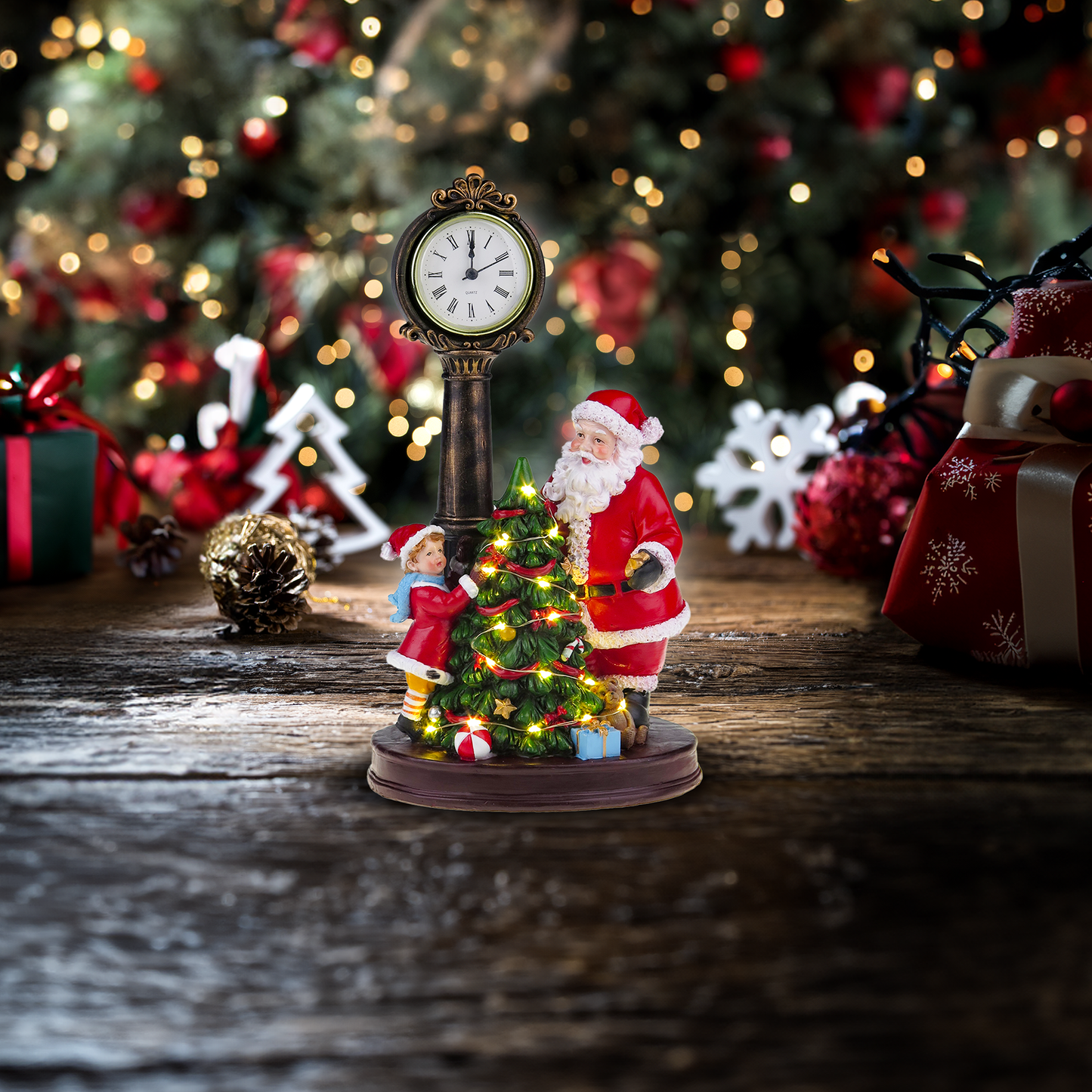 Santa and child decoration the Christmas Tree - Santa's Light Shop