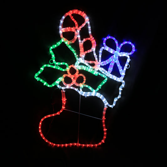 Weihnachtsstrumpf mit LED-Motiv, 57 x 85 cm