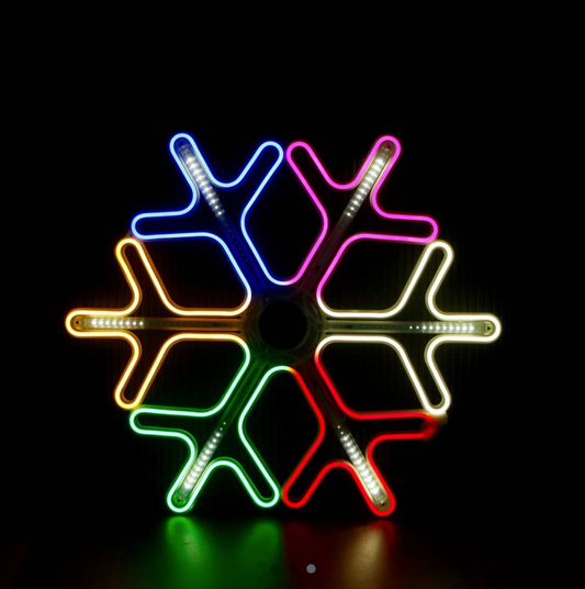Neon Schneeflocke 60x60 cm mehrfarbiges Weihnachtslicht