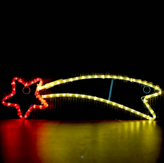 Sternschnuppe 68x21 cm - Rotes und warmweißes LED-Licht