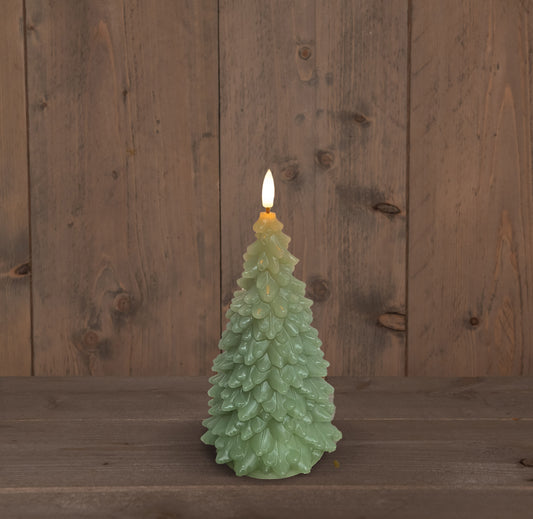 3D flammenlose LED WICK JADE GREEN Weihnachtsbaumkerze - 20 cm