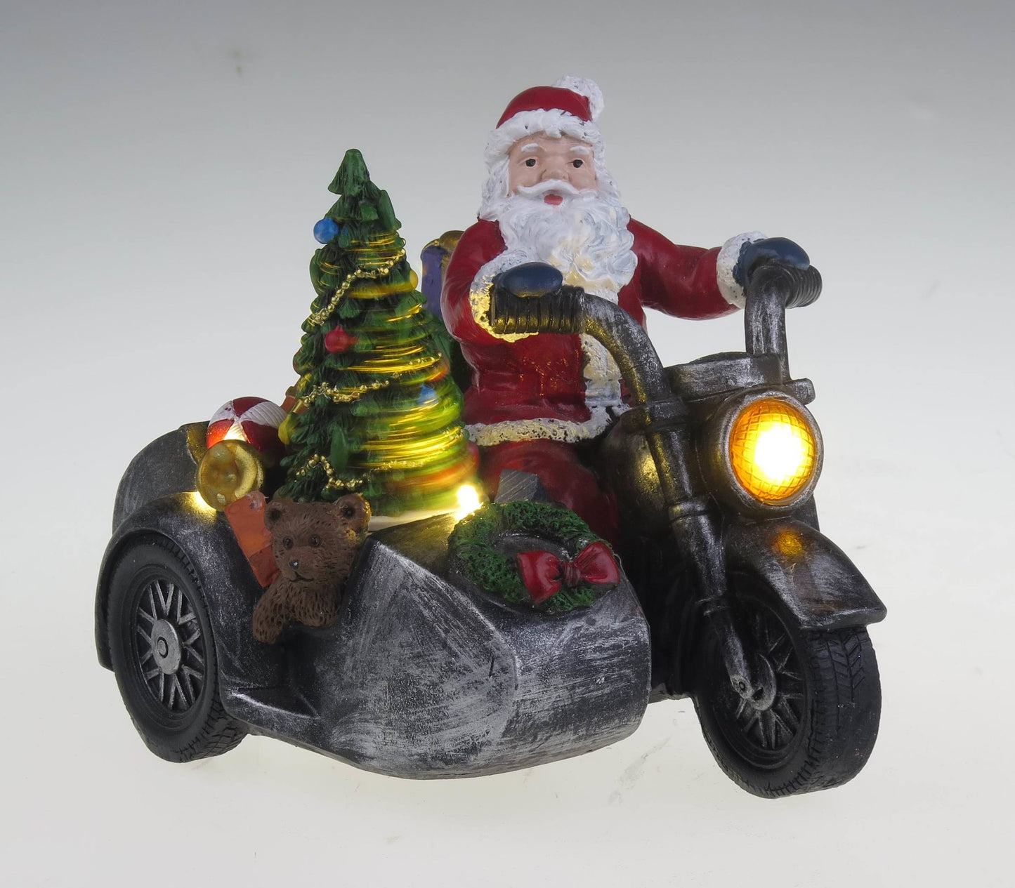 Weihnachtsmann auf Motorrad mit Beiwagen - Weihnachtsdorf