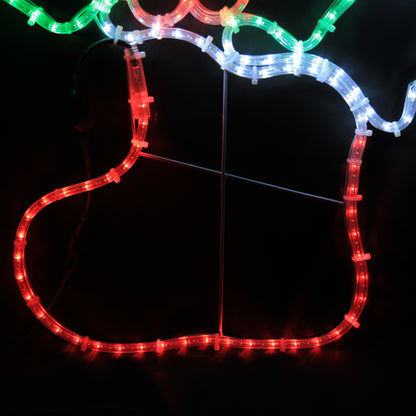 Weihnachtsstrumpf mit LED-Motiv, 57 x 85 cm